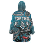 Personalized Port Adelaide Power Mascot Wearable Blanket Hoodie Aboriginal Dot Art Style Vibrant Indigenous Pattern Design