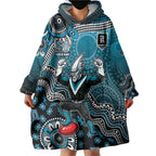 Personalized Port Adelaide Power Mascot Wearable Blanket Hoodie Aboriginal Dot Art Style Vibrant Indigenous Pattern Design