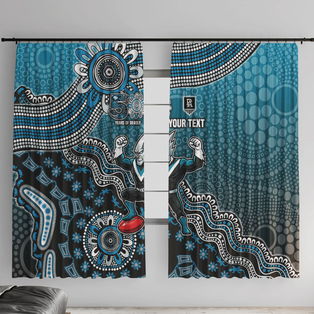 Personalized Port Adelaide Power Mascot Window Curtain Aboriginal Dot Art Style Vibrant Indigenous Pattern Design