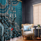 Personalized Port Adelaide Power Mascot Window Curtain Aboriginal Dot Art Style Vibrant Indigenous Pattern Design