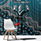 Personalized Port Adelaide Power Mascot Window Curtain Aboriginal Dot Art Style Vibrant Indigenous Pattern Design