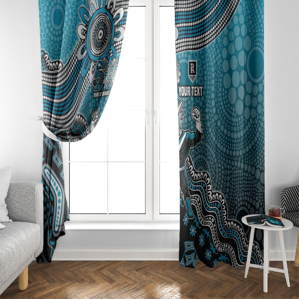 Personalized Port Adelaide Power Mascot Window Curtain Aboriginal Dot Art Style Vibrant Indigenous Pattern Design