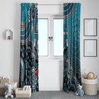 Personalized Port Adelaide Power Mascot Window Curtain Aboriginal Dot Art Style Vibrant Indigenous Pattern Design