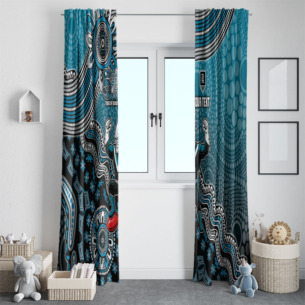 Personalized Port Adelaide Power Mascot Window Curtain Aboriginal Dot Art Style Vibrant Indigenous Pattern Design