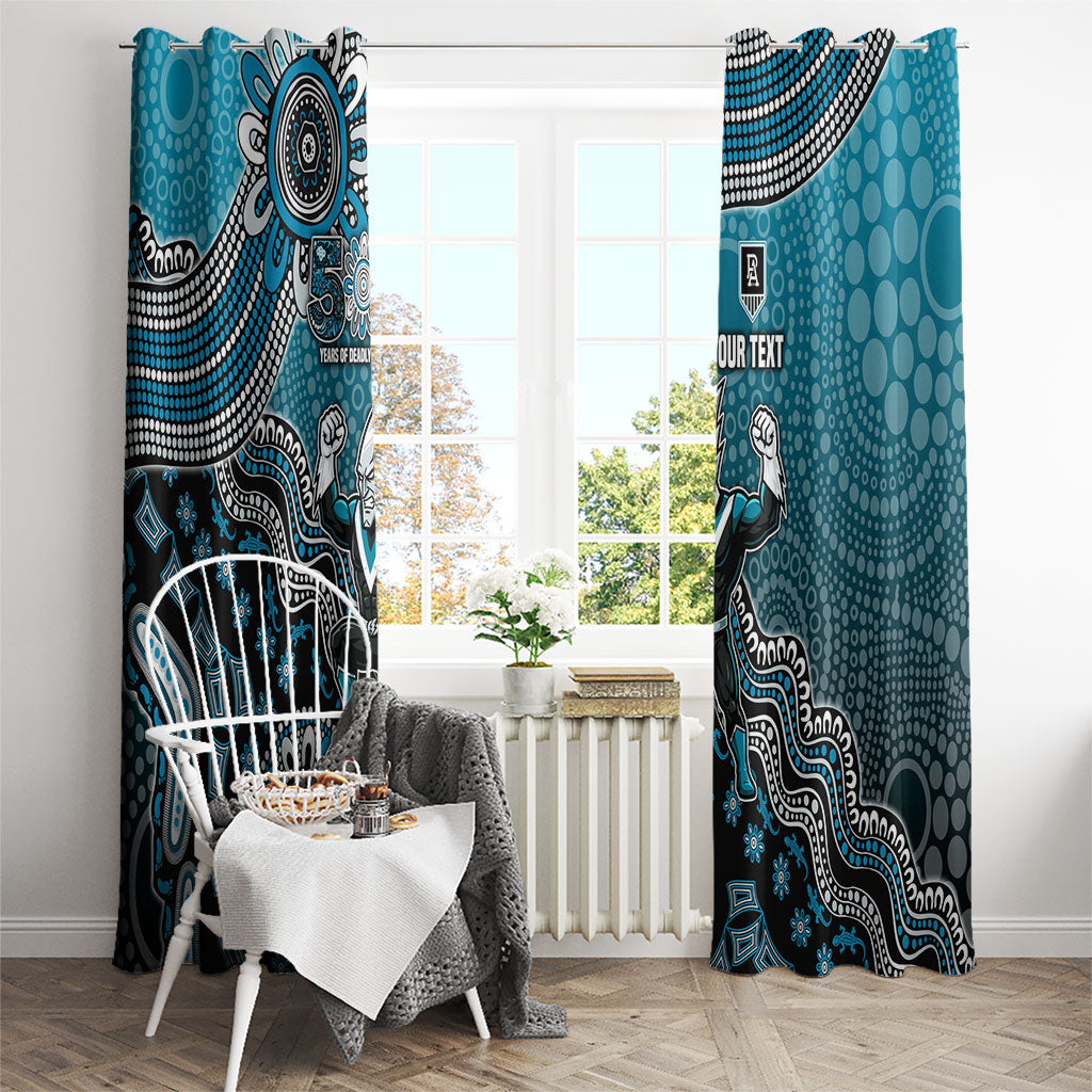 Personalized Port Adelaide Power Mascot Window Curtain Aboriginal Dot Art Style Vibrant Indigenous Pattern Design