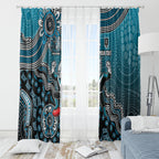 Personalized Port Adelaide Power Mascot Window Curtain Aboriginal Dot Art Style Vibrant Indigenous Pattern Design