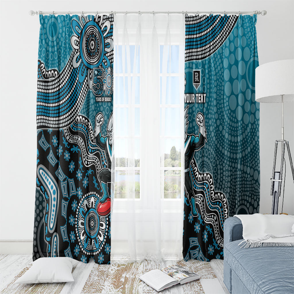 Personalized Port Adelaide Power Mascot Window Curtain Aboriginal Dot Art Style Vibrant Indigenous Pattern Design