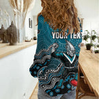 Personalized Port Adelaide Power Mascot Women Casual Shirt Aboriginal Dot Art Style Vibrant Indigenous Pattern Design