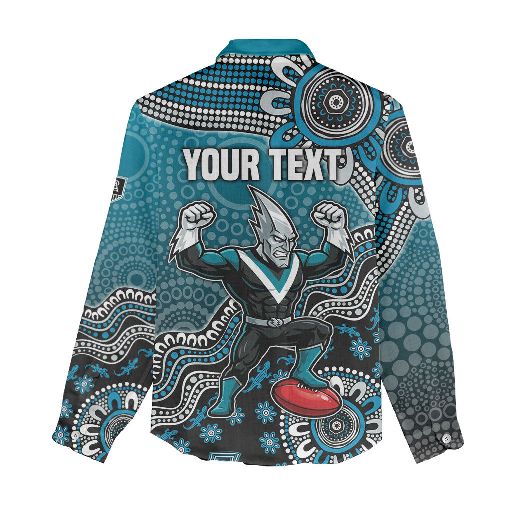 Personalized Port Adelaide Power Mascot Women Casual Shirt Aboriginal Dot Art Style Vibrant Indigenous Pattern Design