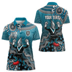 Personalized Port Adelaide Power Mascot Women Polo Shirt Aboriginal Dot Art Style Vibrant Indigenous Pattern Design