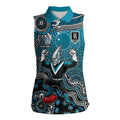 Personalized Port Adelaide Power Mascot Women Sleeveless Polo Shirt Aboriginal Dot Art Style Vibrant Indigenous Pattern Design