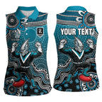 Personalized Port Adelaide Power Mascot Women Sleeveless Polo Shirt Aboriginal Dot Art Style Vibrant Indigenous Pattern Design