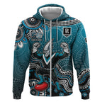 Personalized Port Adelaide Power Mascot Zip Hoodie Aboriginal Dot Art Style Vibrant Indigenous Pattern Design
