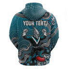 Personalized Port Adelaide Power Mascot Zip Hoodie Aboriginal Dot Art Style Vibrant Indigenous Pattern Design