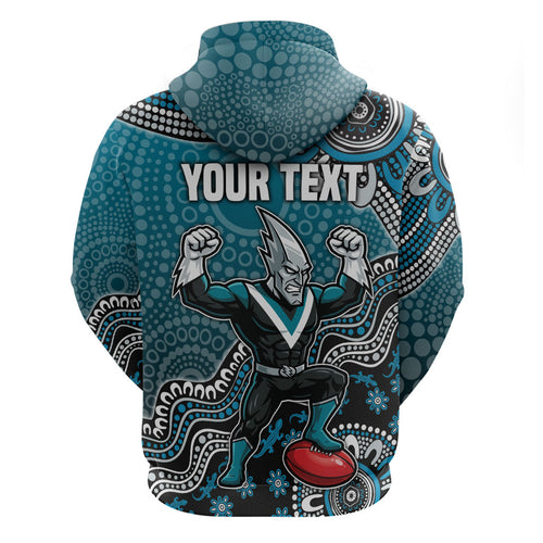 Personalized Port Adelaide Power Mascot Zip Hoodie Aboriginal Dot Art Style Vibrant Indigenous Pattern Design
