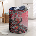 Personalized Essendon Bombers Mascot Laundry Basket Aboriginal Dot Art Style Vibrant Indigenous Pattern Design