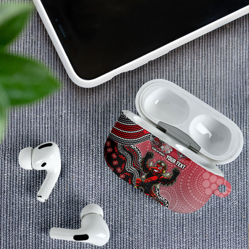 Personalized Essendon Bombers Mascot AirPods Case Aboriginal Dot Art Style Vibrant Indigenous Pattern Design