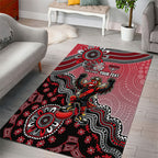 Personalized Essendon Bombers Mascot Area Rug Aboriginal Dot Art Style Vibrant Indigenous Pattern Design