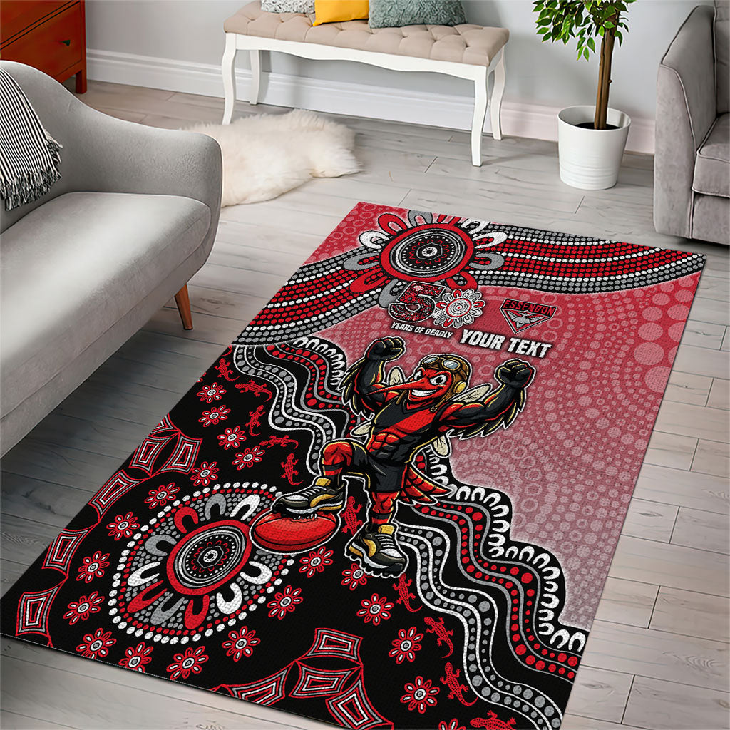 Personalized Essendon Bombers Mascot Area Rug Aboriginal Dot Art Style Vibrant Indigenous Pattern Design