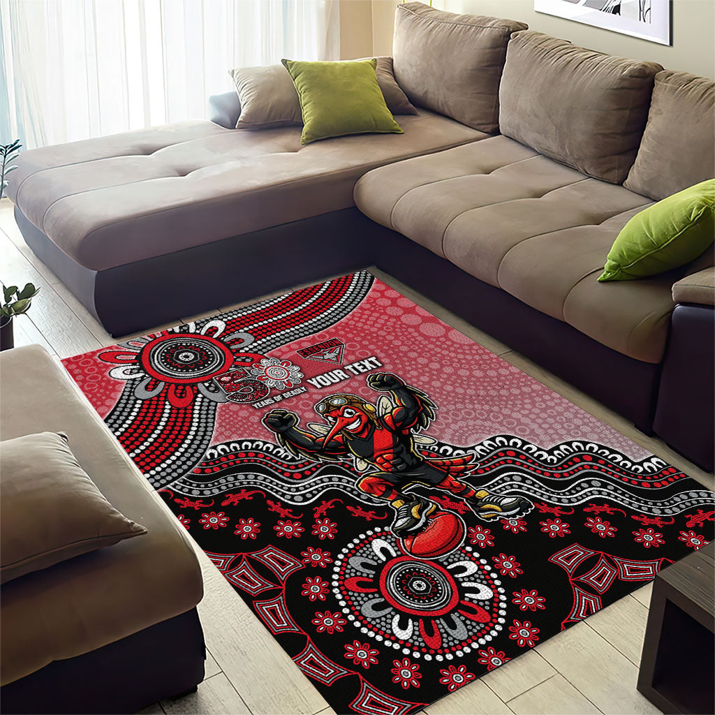 Personalized Essendon Bombers Mascot Area Rug Aboriginal Dot Art Style Vibrant Indigenous Pattern Design