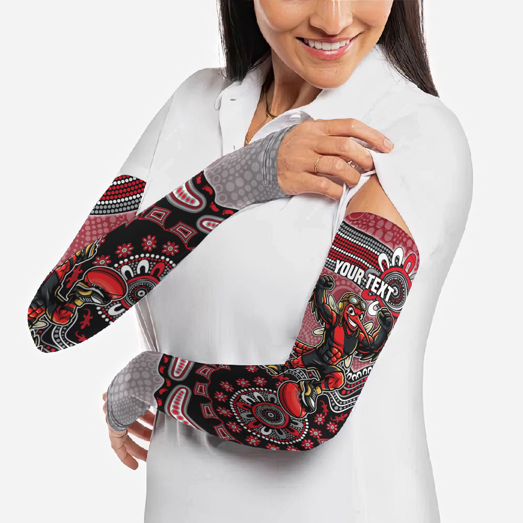 Personalized Essendon Bombers Mascot Arm Sleeves Aboriginal Dot Art Style Vibrant Indigenous Pattern Design