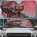 Personalized Essendon Bombers Mascot Auto Sun Shade Aboriginal Dot Art Style Vibrant Indigenous Pattern Design