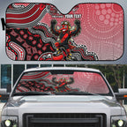 Personalized Essendon Bombers Mascot Auto Sun Shade Aboriginal Dot Art Style Vibrant Indigenous Pattern Design