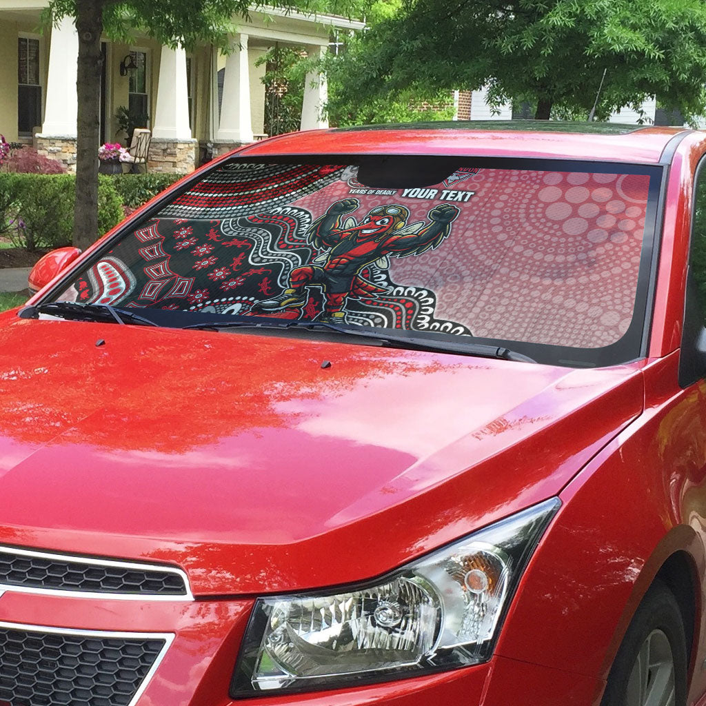 Personalized Essendon Bombers Mascot Auto Sun Shade Aboriginal Dot Art Style Vibrant Indigenous Pattern Design