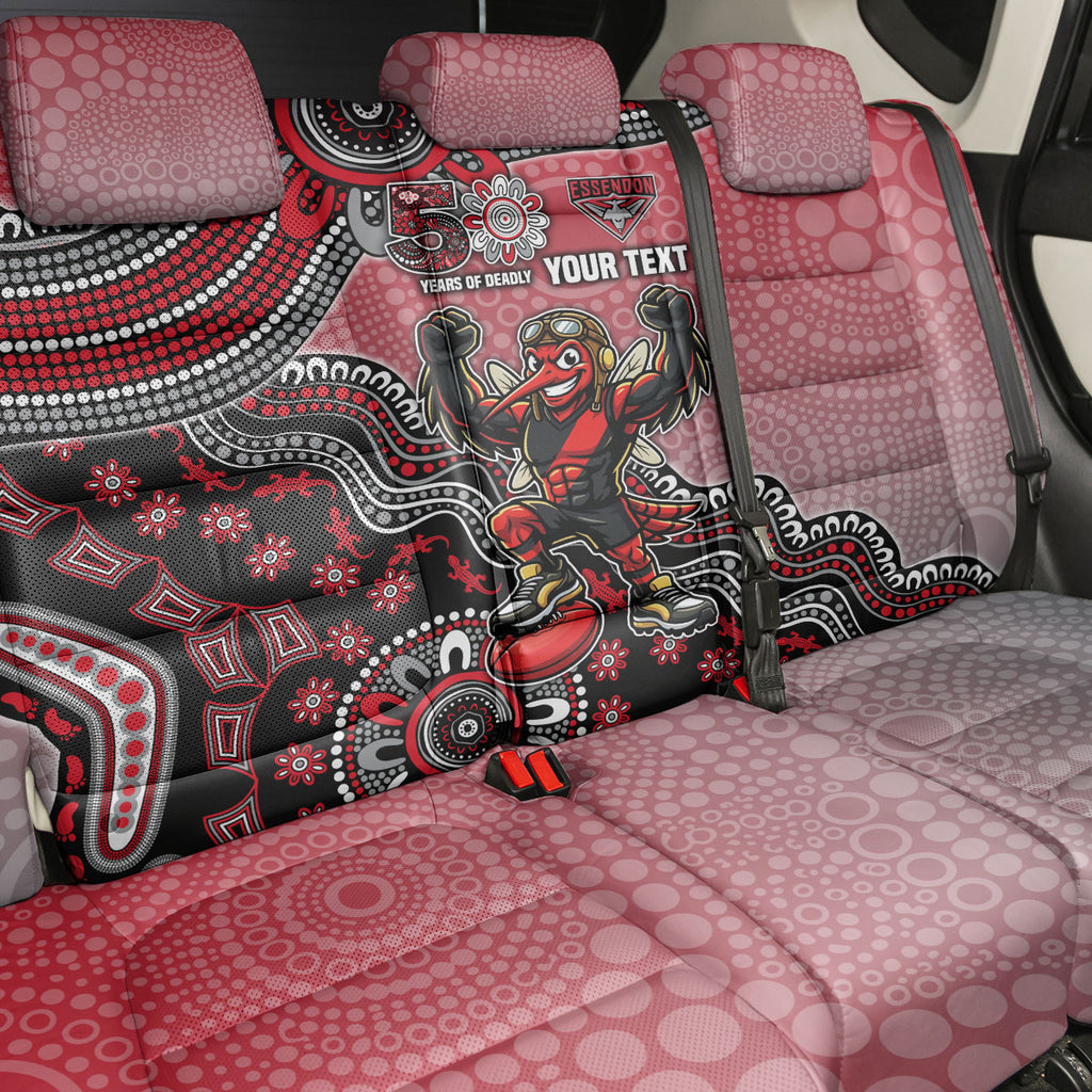 Personalized Essendon Bombers Mascot Back Car Seat Cover Aboriginal Dot Art Style Vibrant Indigenous Pattern Design