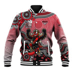 Personalized Essendon Bombers Mascot Baseball Jacket Aboriginal Dot Art Style Vibrant Indigenous Pattern Design