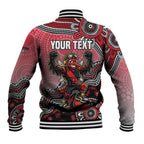 Personalized Essendon Bombers Mascot Baseball Jacket Aboriginal Dot Art Style Vibrant Indigenous Pattern Design