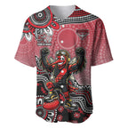 Personalized Essendon Bombers Mascot Baseball Jersey Aboriginal Dot Art Style Vibrant Indigenous Pattern Design