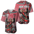 Personalized Essendon Bombers Mascot Baseball Jersey Aboriginal Dot Art Style Vibrant Indigenous Pattern Design