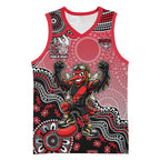 Personalized Essendon Bombers Mascot Basketball Jersey Aboriginal Dot Art Style Vibrant Indigenous Pattern Design