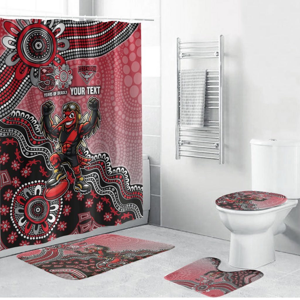 Personalized Essendon Bombers Mascot Bathroom Set Aboriginal Dot Art Style Vibrant Indigenous Pattern Design