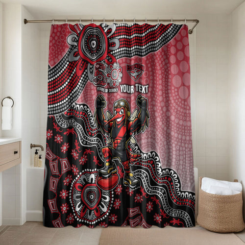 Personalized Essendon Bombers Mascot Bathroom Set Aboriginal Dot Art Style Vibrant Indigenous Pattern Design