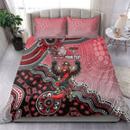 Personalized Essendon Bombers Mascot Bedding Set Aboriginal Dot Art Style Vibrant Indigenous Pattern Design