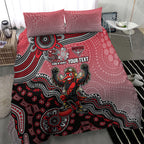 Personalized Essendon Bombers Mascot Bedding Set Aboriginal Dot Art Style Vibrant Indigenous Pattern Design