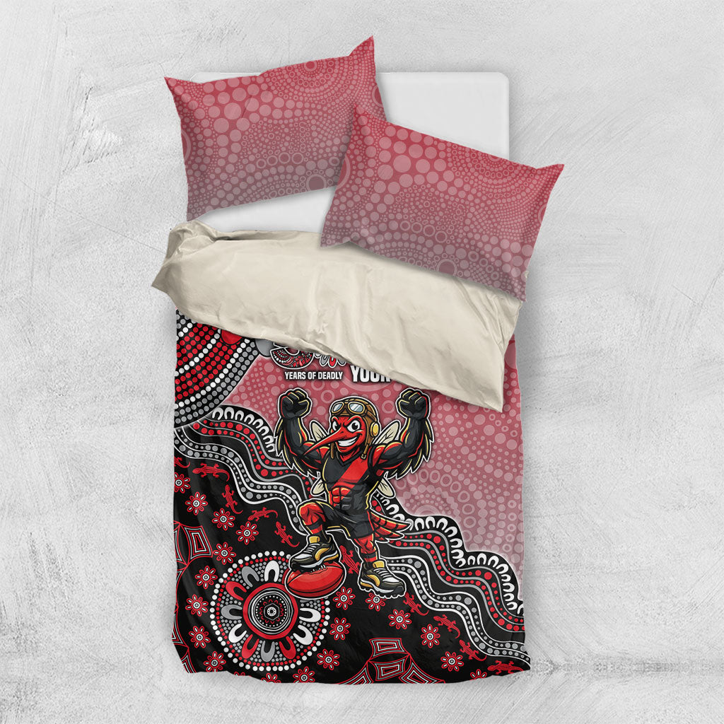 Personalized Essendon Bombers Mascot Bedding Set Aboriginal Dot Art Style Vibrant Indigenous Pattern Design
