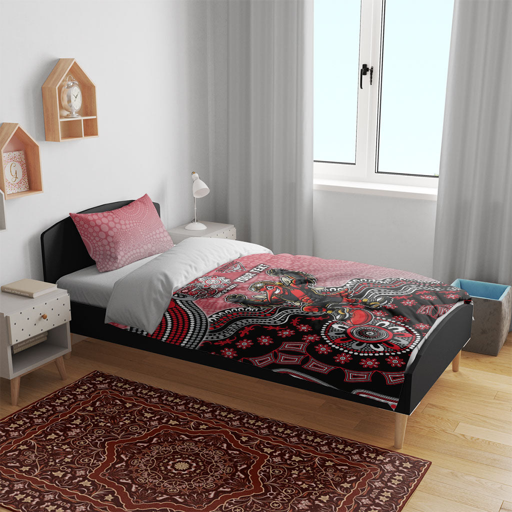 Personalized Essendon Bombers Mascot Bedding Set Aboriginal Dot Art Style Vibrant Indigenous Pattern Design