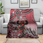 Personalized Essendon Bombers Mascot Blanket Aboriginal Dot Art Style Vibrant Indigenous Pattern Design