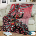 Personalized Essendon Bombers Mascot Blanket Aboriginal Dot Art Style Vibrant Indigenous Pattern Design