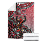Personalized Essendon Bombers Mascot Blanket Aboriginal Dot Art Style Vibrant Indigenous Pattern Design