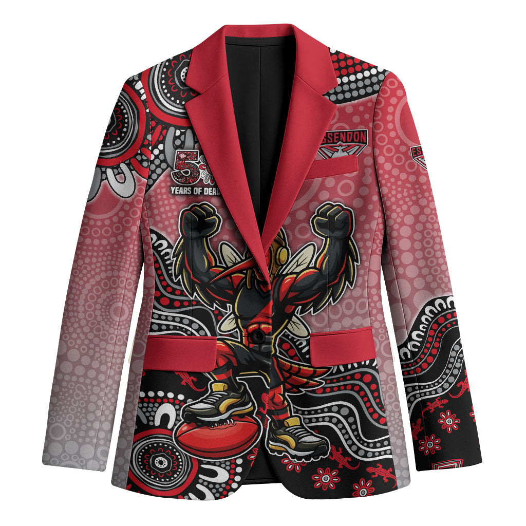 Personalized Essendon Bombers Mascot Blazer Aboriginal Dot Art Style Vibrant Indigenous Pattern Design