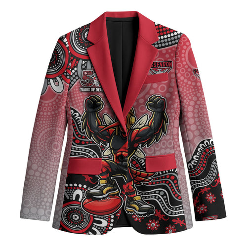 Personalized Essendon Bombers Mascot Blazer Aboriginal Dot Art Style Vibrant Indigenous Pattern Design