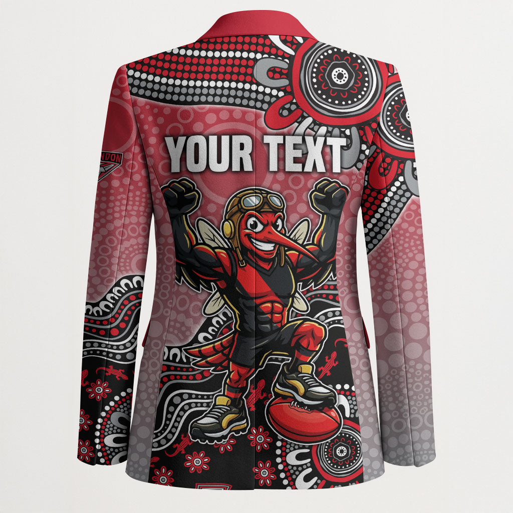 Personalized Essendon Bombers Mascot Blazer Aboriginal Dot Art Style Vibrant Indigenous Pattern Design