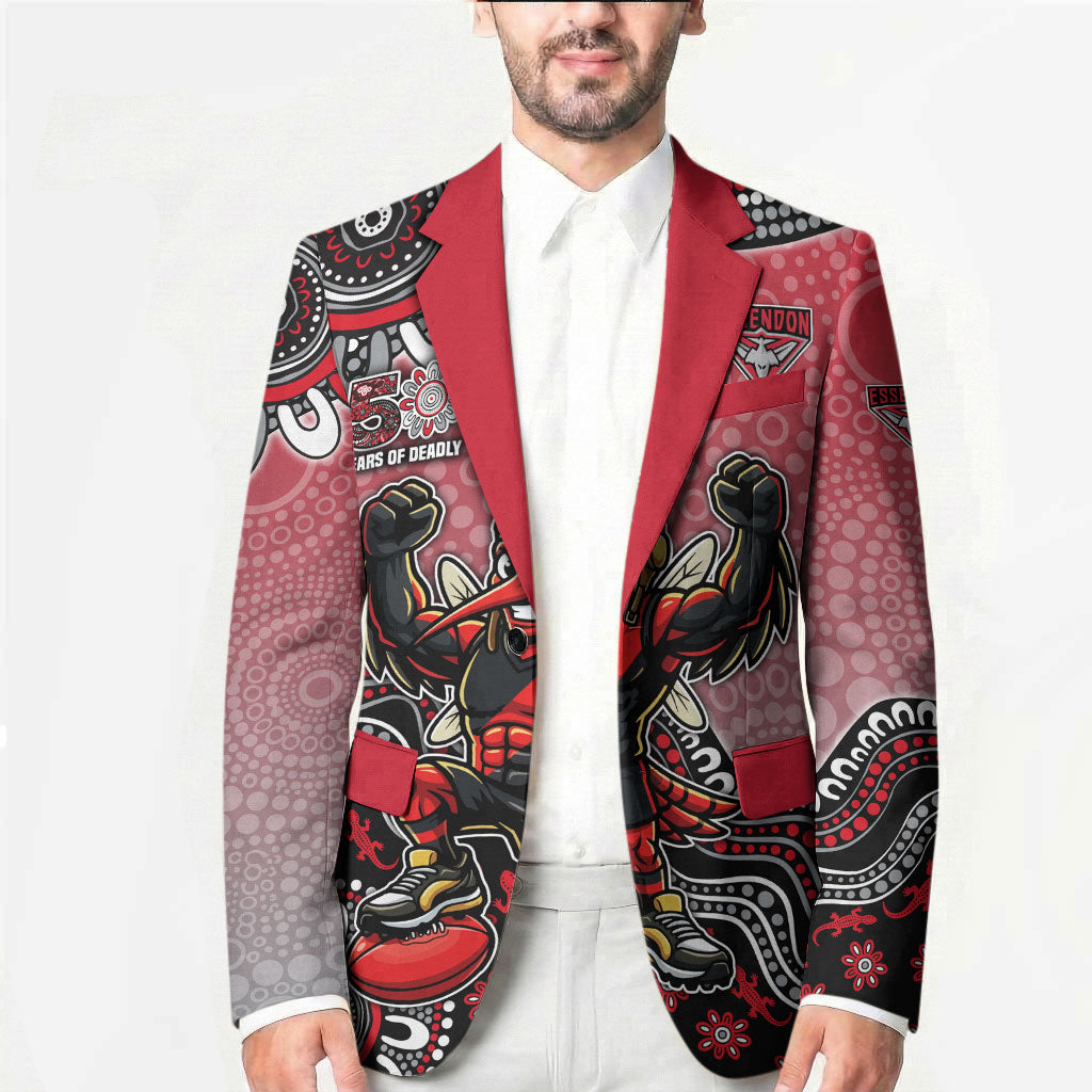 Personalized Essendon Bombers Mascot Blazer Aboriginal Dot Art Style Vibrant Indigenous Pattern Design