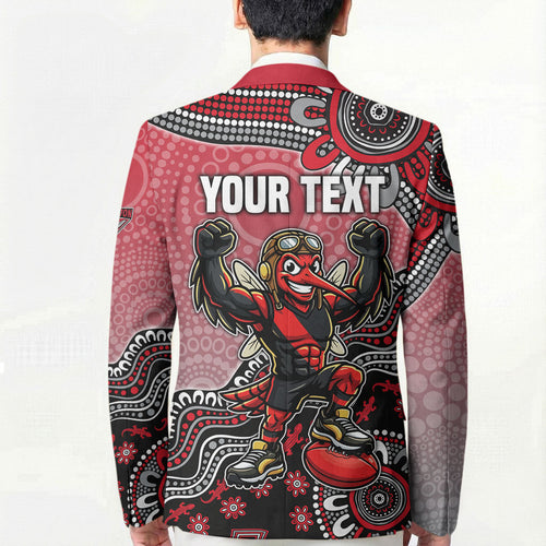 Personalized Essendon Bombers Mascot Blazer Aboriginal Dot Art Style Vibrant Indigenous Pattern Design