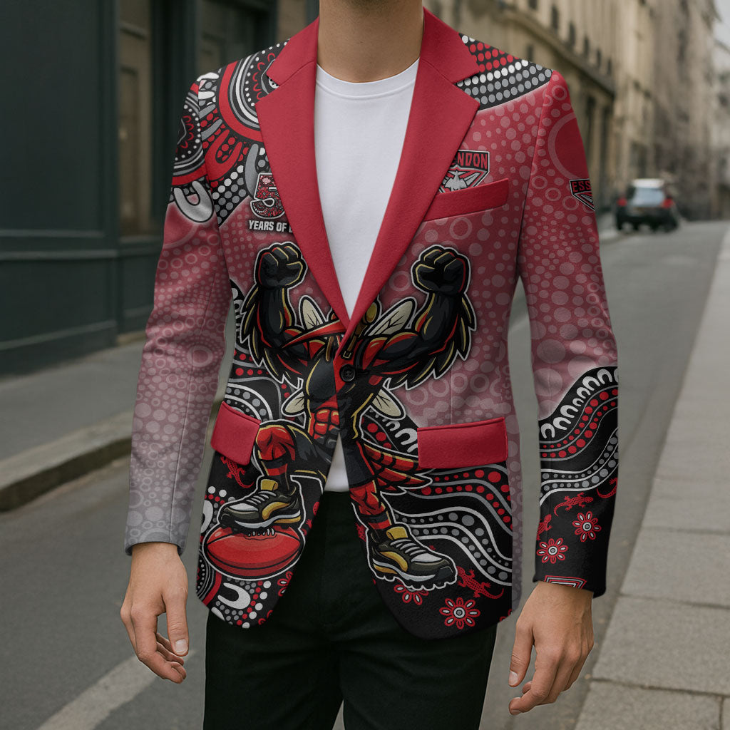 Personalized Essendon Bombers Mascot Blazer Aboriginal Dot Art Style Vibrant Indigenous Pattern Design