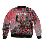 Personalized Essendon Bombers Mascot Bomber Jacket Aboriginal Dot Art Style Vibrant Indigenous Pattern Design